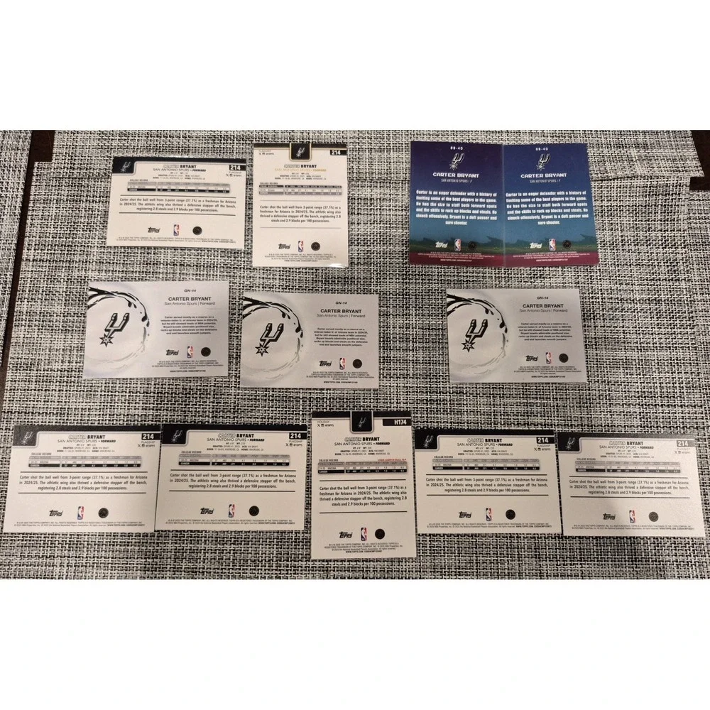 Carter Bryant Topps 2025-26 12 Card‎ Rookie Lot Blackout Diamante Insertd Etc..